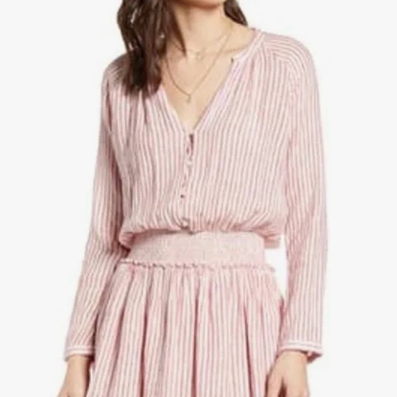 Rails Jasmine Red White Striped Flounce Long Sleeve Dress - Picture 3 of 4